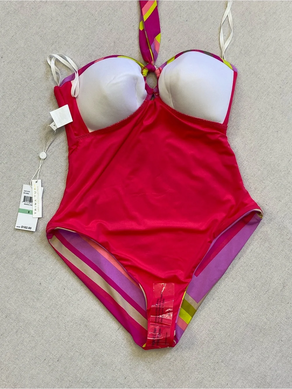 Trina Turk Waltz Convertible Bandeau Striped One Piece Swimsuit